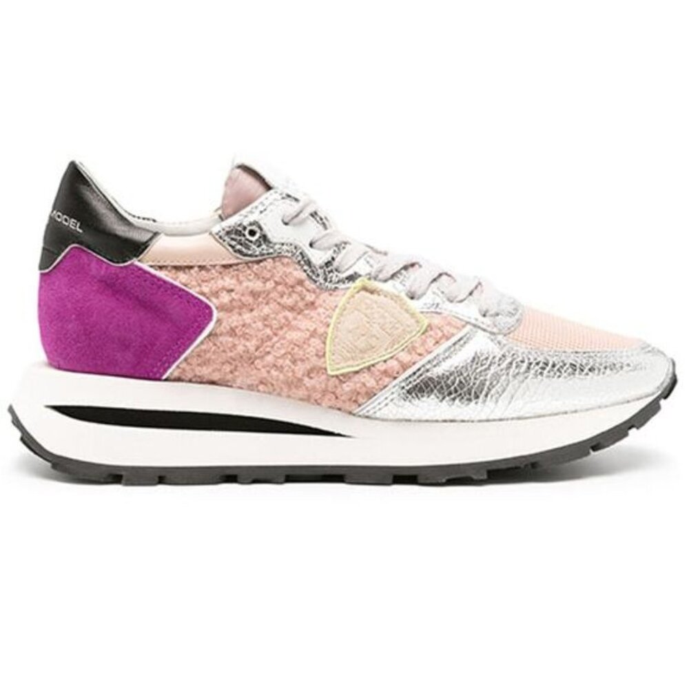 NEW Philippe Model Paris Panelled Low Top Sneakers Pink/Purple Combo Size: 7